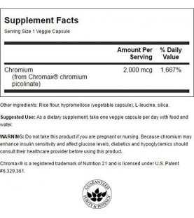 Swanson Chromax 2000 mcg 60 Veg Capsules