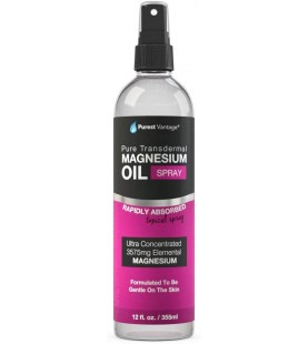 Pure Magnesium Oil Spray - LEAST ITCHY and Highest Potency - ONE 12fl. Oz