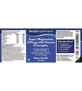 Super Magnesium 375mg with Vitamin B Complex - 120 Tablets