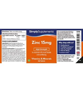 Zinc Tablets 15mg - High Strength Zinc Supplement - 360 Tablets 