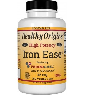Healthy Origins Iron Ease 45 mg, 180 Veggie Caps