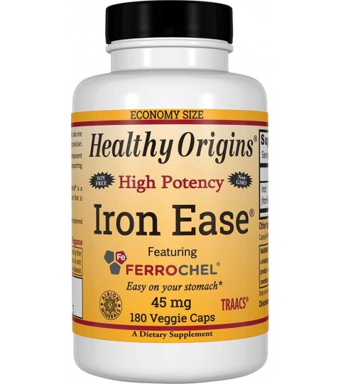 Healthy Origins Iron Ease 45 mg, 180 Veggie Caps