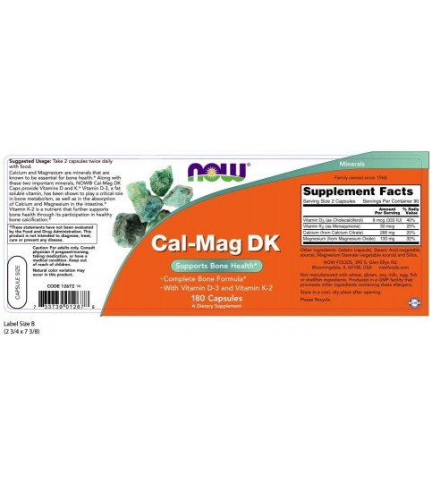 NOW Supplements, Cal-Mag DK, 180 Capsules