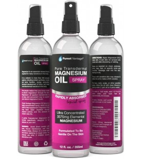 Pure Magnesium Oil Spray - LEAST ITCHY and Highest Potency - ONE 12fl. Oz