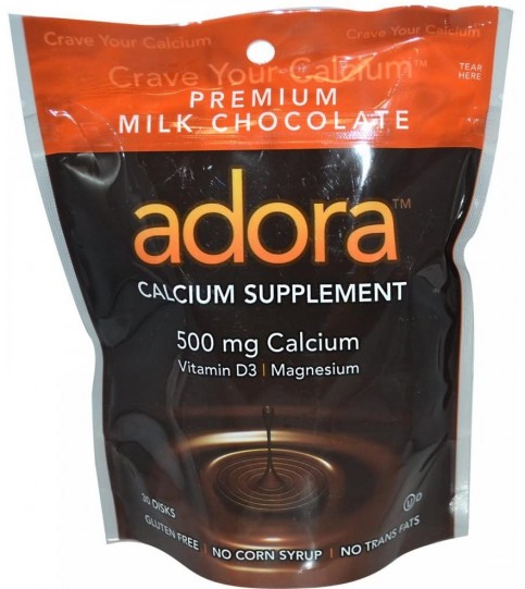 Adora Premium Calcium, 500 mg, Milk Chocolate, 30 Count