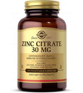 Solgar Zinc Citrate 30 mg, 100 Vegetable Capsules