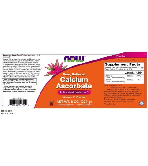 NOW Supplements, Calcium Ascorbate Powder, 8-Ounce