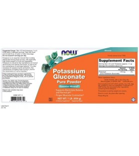 NOW Supplements, Potassium Gluconate Pure Powder 175 mg, 1-Pound