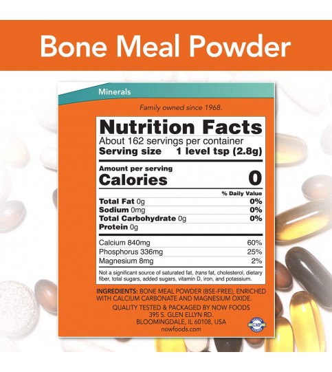 NOW Supplements, Bone Meal Powder, 1-Pound