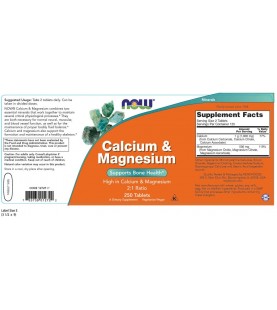 NOW Supplements, Calcium & Magnesium 2:1 Ratio, 250 Tablets