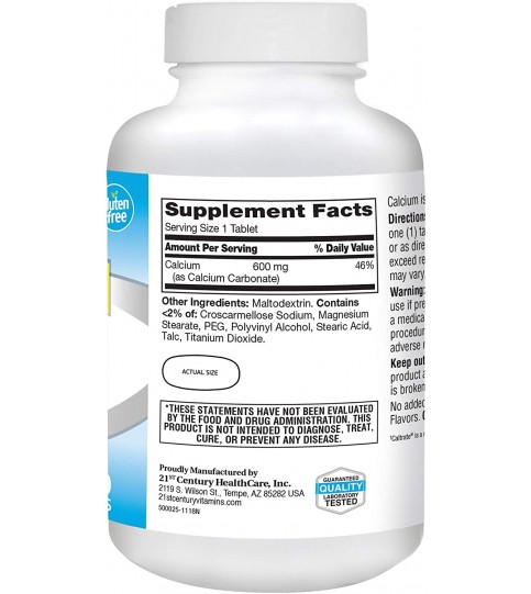 21st Century Calcium Supplement, 600 mg, 400 Count