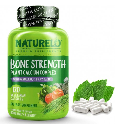 NATURELO Bone Strength - Plant-Based Calcium - 120 Vegetarian Capsules