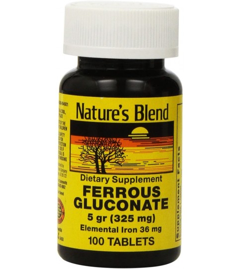 Nature's Blend Ferrous Gluconate Tablets, 100 Count