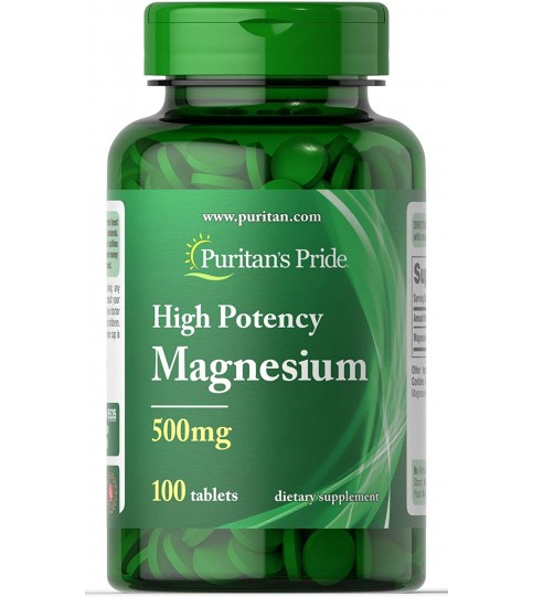 Puritan's Pride High Potency Magnesium 100 Tablets, 500 mg