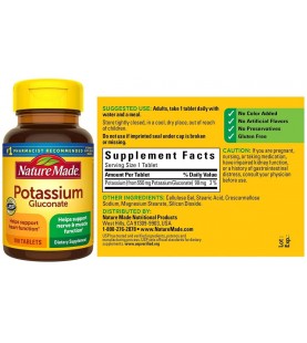 Nature Made Potassium Gluconate 550mg, 100 tablets