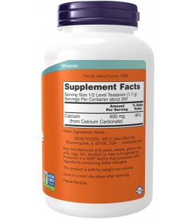 NOW Supplements, Calcium Carbonate Powder, 12-Ounce