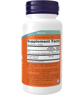 NOW Supplements, Zinc Glycinate with 250 mg, 120 Softgels