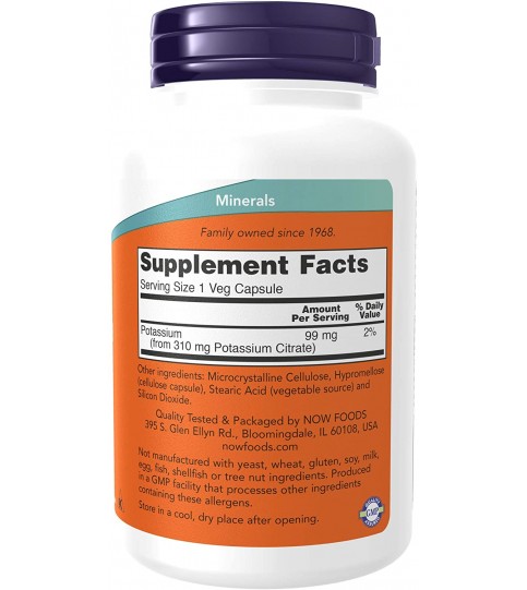 NOW Supplements, Potassium Citrate 99 mg, 180 Veg Capsules