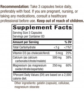 Nature's Way Calcium, Magnesium and Vitamin D, 250 Capsules