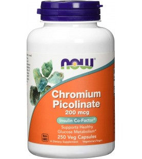 NOW Supplements, Chromium Picolinate 200 mcg, 250 Veg Capsules