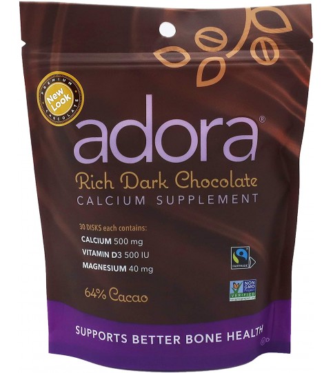 Adora Calcium Supplement, Fairtrade Dark Chocolate - 30 ct