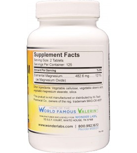 Wonder Labs Magnesium Oxide 400, 483mg - 250 Tablets