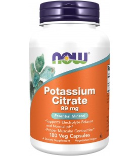 NOW Supplements, Potassium Citrate 99 mg, 180 Veg Capsules