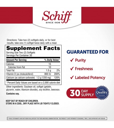 Schiff Super Calcium 1200mg with Vitamin D3, 120 softgels