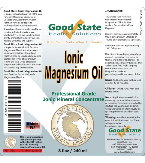 Good State - Ionic Magnesium Oil - Liquid Concentrate, 8 Fl oz Bottle