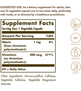 Solgar – Chromium Polynicotinate 200 mcg, 100 Capsules