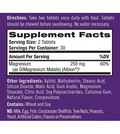 Natrol High Absorption Magnesium Chew Tablets, 60 Count