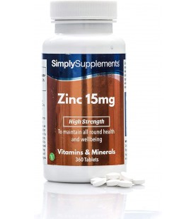 Zinc Tablets 15mg - High Strength Zinc Supplement - 360 Tablets 