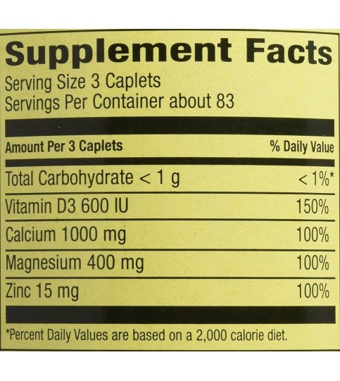 Spring Valley - Calcium Magnesium and Zinc, 250 Caplets