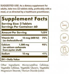 Solgar Calcium "600", 60 Tablets