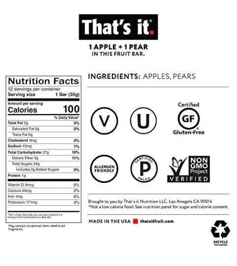 That's It Apple Pear Fruit Bar (12x1.2 Oz)