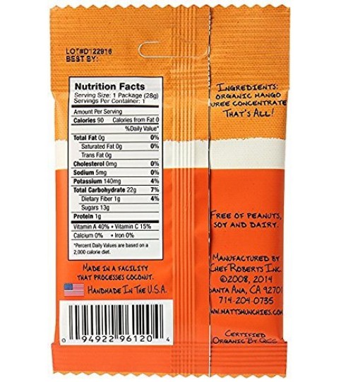 Matt's Munchies Organic Mango Fruit Snack (12x1 OZ)