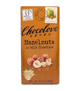 Chocolove Milk Chocolate Bar With Hazelnut (12x3.2 Oz)