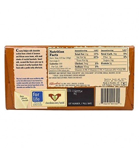 Chocolove Milk Chocolate Bar With Hazelnut (12x3.2 Oz)