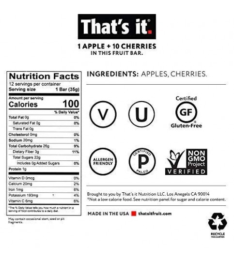 That's It Apple Cherry Fruit Bar (12x1.2 Oz)