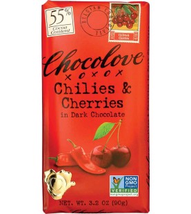 Chocolove Dark Chilies & Cherry Bar (12x3.2 Oz)