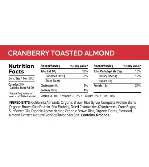 The GFB Cranberry Toasted Almond Bar Gluten Free (12x2.05Oz)