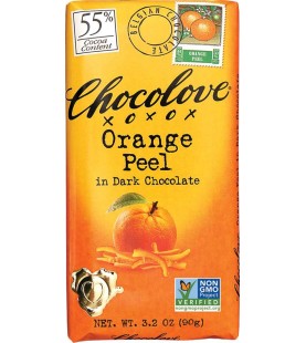 Chocolove Dark Chocolate Orange Peel Bar (12x3.2 Oz)