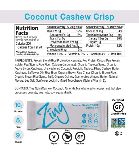 Zing Coconut Cashew Bar (12x1.76OZ )