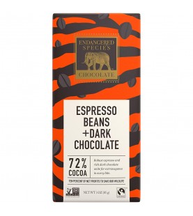 Endangered Species Dark Chocolate Bar Espresso Tiger (12x3 Oz)