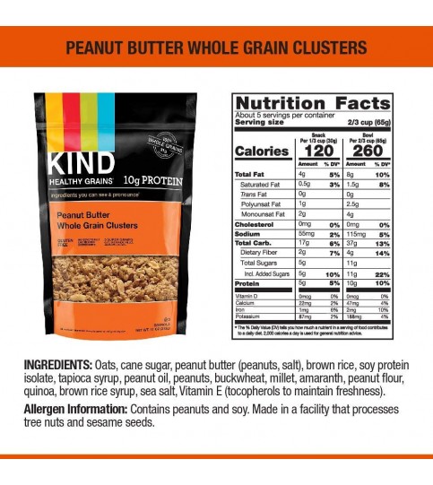 Kind Peanut Butter Wholegrain Clusters (6x11 Oz)