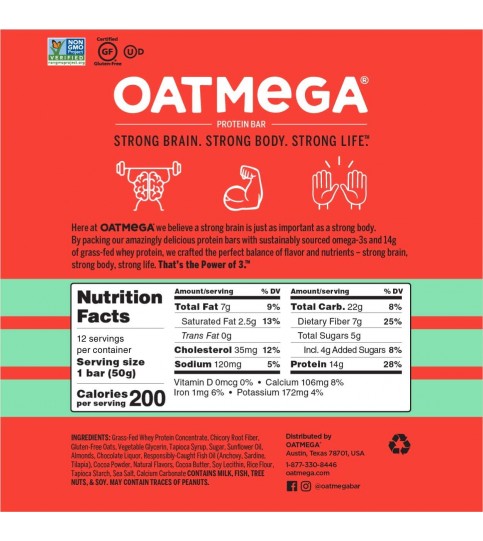 Oatmega Bar Dark Choc Mint (12x1.8Oz)