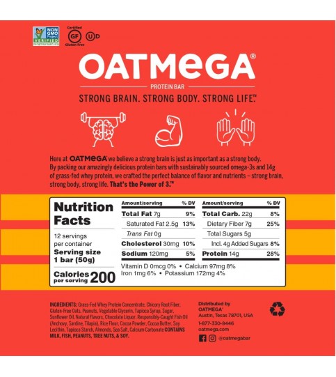 Oatmega Bar Dark Choc Peanut (12x1.8Oz)