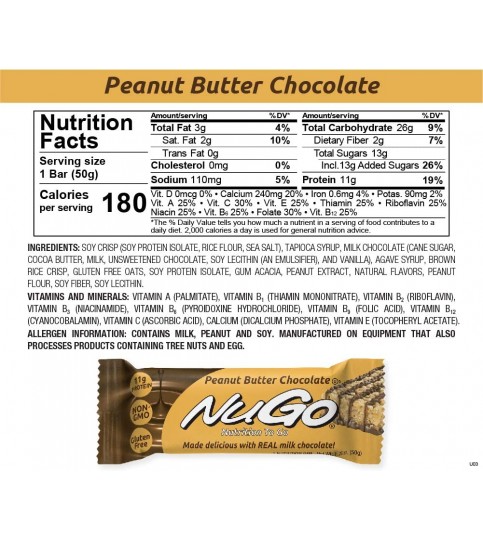 Nugo Nutrition Bar Peanut Butter Chocolate (15x1.76 Oz)