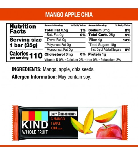 Kind Pressed Mango Apple Chia Bar (12x1.2 OZ)