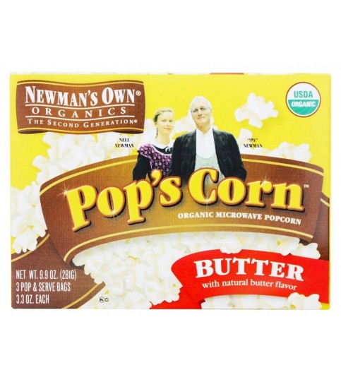 Newman's Own Organics Microwave Butter Pop's Corn (12x3x3.3 Oz)